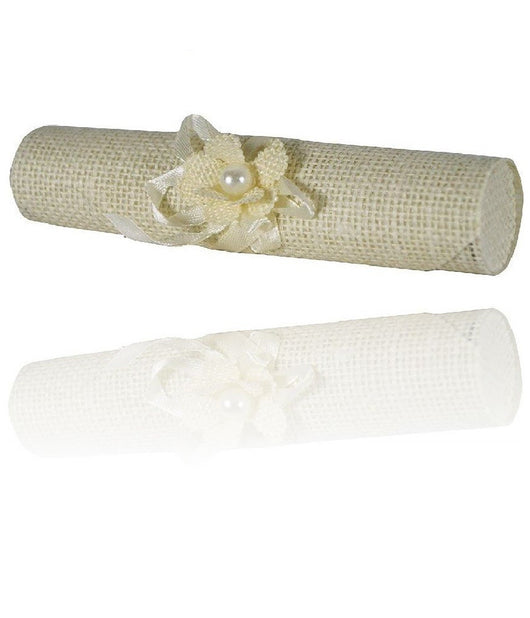 Set 6 Pezzi Bomboniera Bomboniere Pergamena Juta Bianco Invito Portaconfetti         