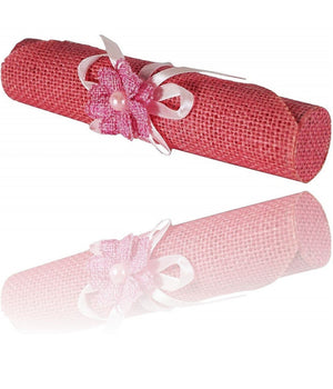 Set 6 Pezzi Bomboniera Bomboniere Pergamena Juta Rosa Invito Portaconfetti         