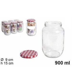 Set 6 Pezzi Contenitore Barattolo In Vetro Con Coperchio Barattolini 900ml         