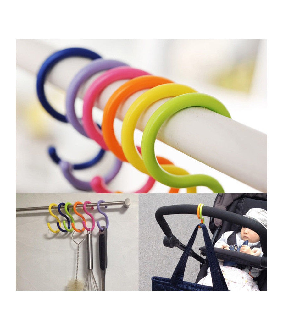 Set 6 Pezzi Ganci A S Appendini Multiuso Plastica Colorati Gancetti Per Varie         