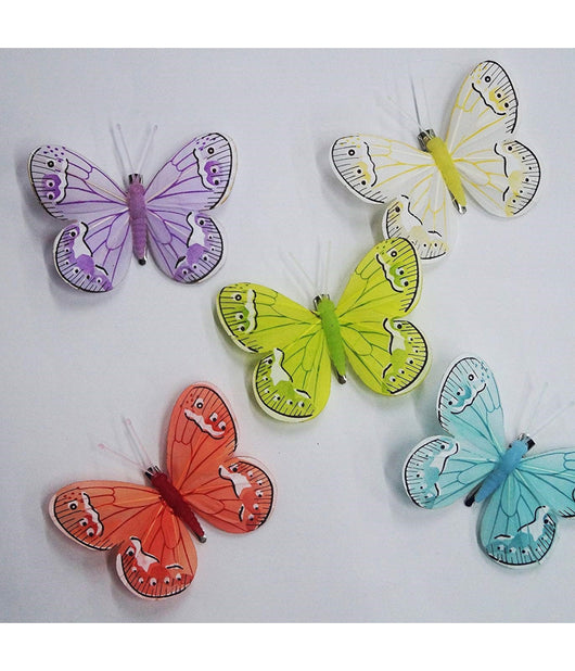 Set 6 Pezzi Molletta Mollettina Farfalla 10cm Farfalle Bomboniere Biglietti         