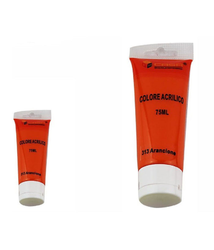 Set 6 Pezzi Pittura Acrilica Vernice Confezione Colore Arancione Tubo 75ml 07500         