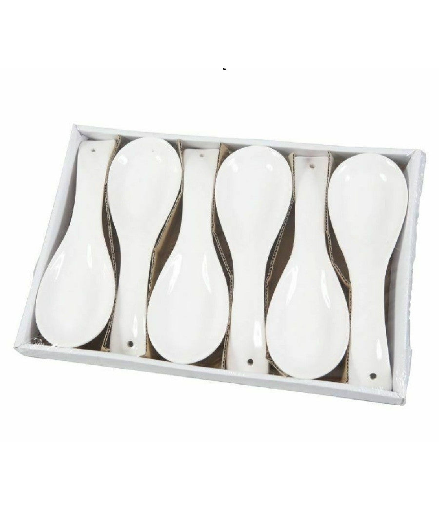 Set 6 Pezzi Poggiamestolo Poggia Mestolo In Ceramica Bianca Cucina         