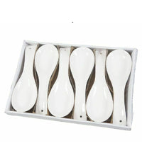 Set 6 Pezzi Poggiamestolo Poggia Mestolo In Ceramica Bianca Cucina         