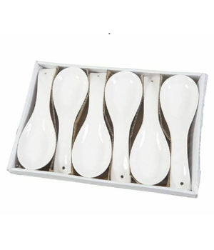 Set 6 Pezzi Poggiamestolo Poggia Mestolo In Ceramica Bianca Cucina         