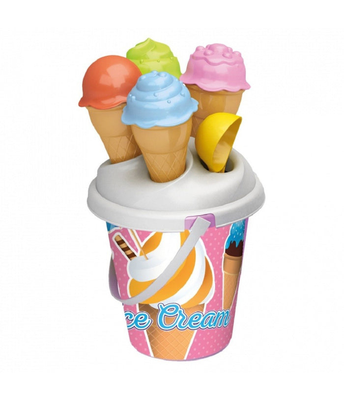 Set 6 Pezzi Secchiello Con Paletta Stampi Per Coni Gelato Spiaggia 16 Cm 724007         