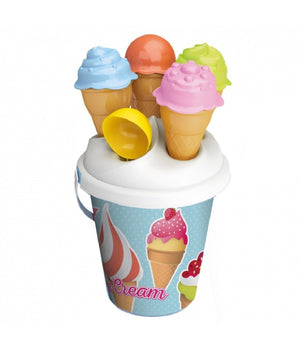 Set 6 Pezzi Secchiello Con Paletta Stampi Per Coni Gelato Spiaggia 16 Cm 724007         