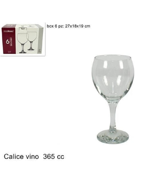 Set 6 Pezzi Servizio Bicchieri Calici Calice Misket In Vetro 365cc Bevande Vino         