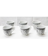 Set 6 Pezzi Servizio Tazzine Tazze Caffè In Ceramica Scritta Coffee Espresso Bar         