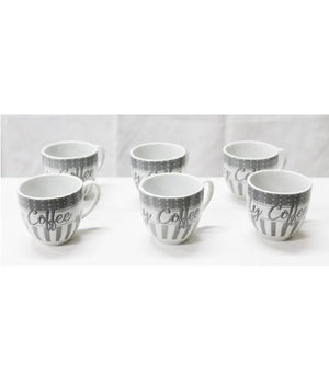 Set 6 Pezzi Servizio Tazzine Tazze Caffè In Ceramica Scritta Coffee Espresso Bar         