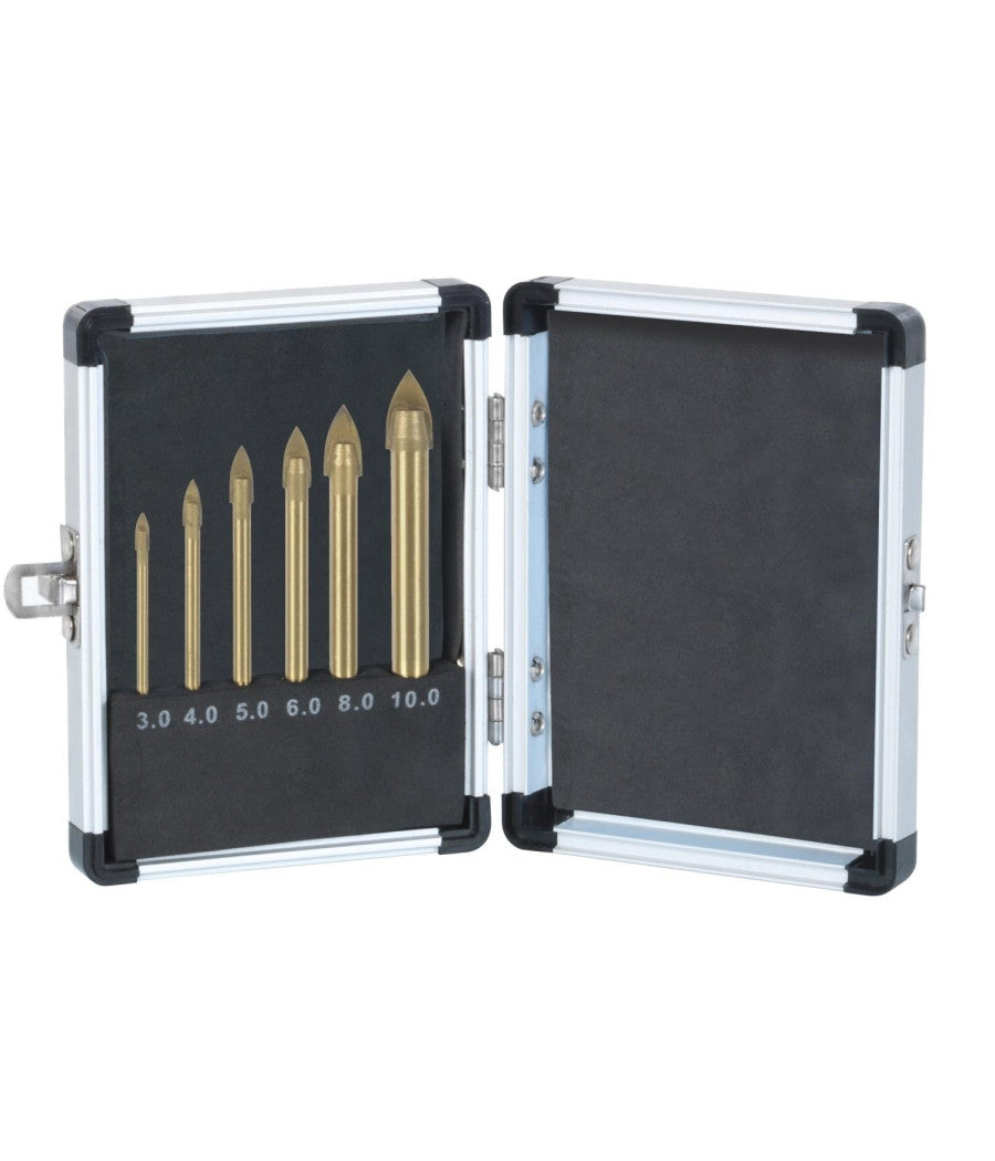 Set 6 Punte Ad Alette Per Vetro E Ceramica In Titanio Per Trapano Ribitech         