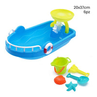 Trade Shop - Set 6 Pz Barca Con Accessori Mare Spiaggia Giocattoli Per Bambini Estate 20x37cm 258261 -