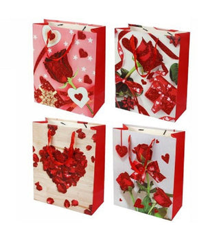 Set 6 Pz. Buste Da Regalo 30x40x12cm Borsa San Valentino Rose Vari Modelli 71100         