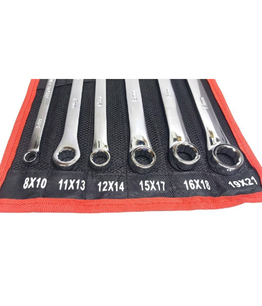 Set 6 Pz Chiavi Inglesi Extra Lungo Double Chiavi Poligonali Da 8mm-21mm Metrico         