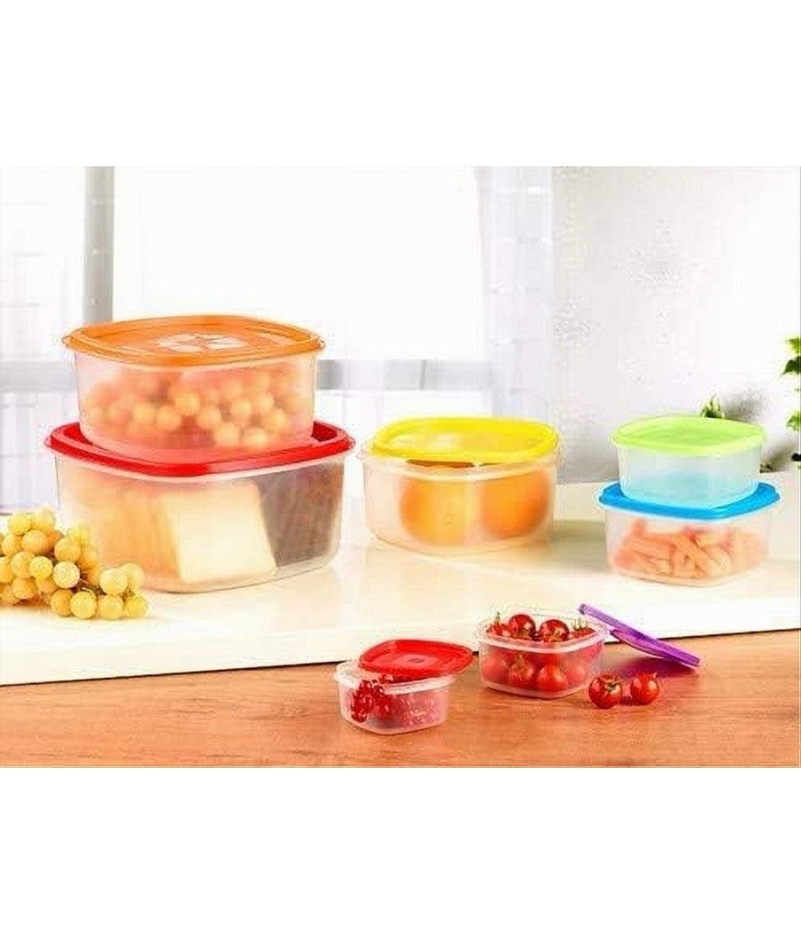 Set 6 Pz Contenitori Ermetici Con Coperchio Per Conservare Alimenti Rettangolari         