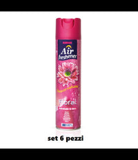 Set 6 Pz Deodorante Per Ambiente Spray Profumo Casa Fresco 300ml Floreale         