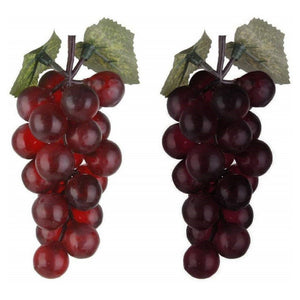 Trade Shop - Set 6 Pz Grappolo Grappoli Uva 15cm Viola Realistici Frutta Finta Centrotavola -