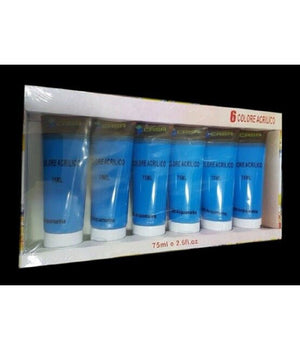 Set 6 Pz Pittura Acrilica Vernice Confezione Colore Acquamarina Tubo 75 Ml 07502         