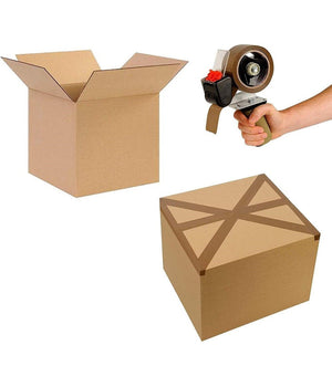 Set 6 Pz Rotoli Nastro Adesivo Pacchi 50mmx132mt Silenzioso Imballo Colore Avana         