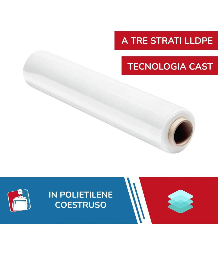 Film Estensibile Pellicola Trasparente Rotolo Manuale Per Imballo 160mx23myx50cm         