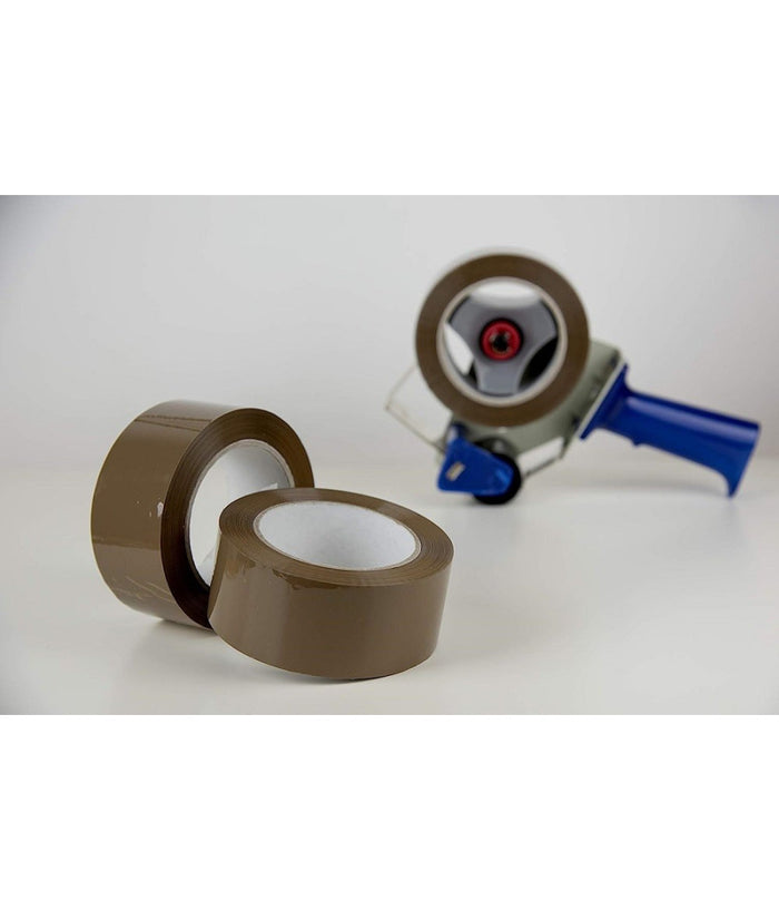 Set 6 Pz Rotoli Nastro Adesivo Pacchi 50mmx132mt Silenzioso Imballo Colore Avana         