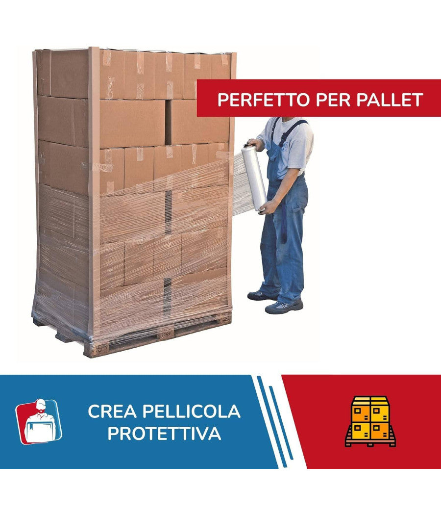 Film Estensibile Pellicola Trasparente Rotolo Manuale Per Imballo 160mx23myx50cm         