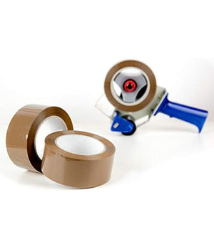 Set 6 Pz Rotoli Nastro Adesivo Pacchi 50mmx132mt Silenzioso Imballo Colore Avana         