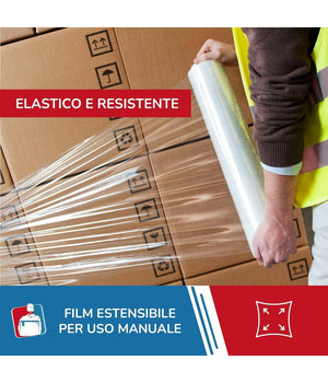 Film Estensibile Pellicola Trasparente Rotolo Manuale Per Imballo 160mx23myx50cm         