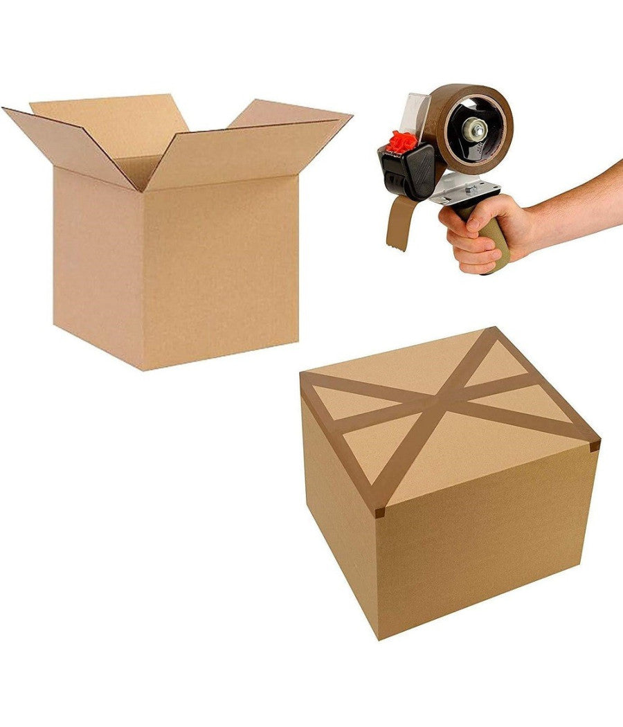 Set 6 Pz Rotoli Nastro Adesivo Pacchi 50mmx132mt Silenzioso Imballo Colore Avana         