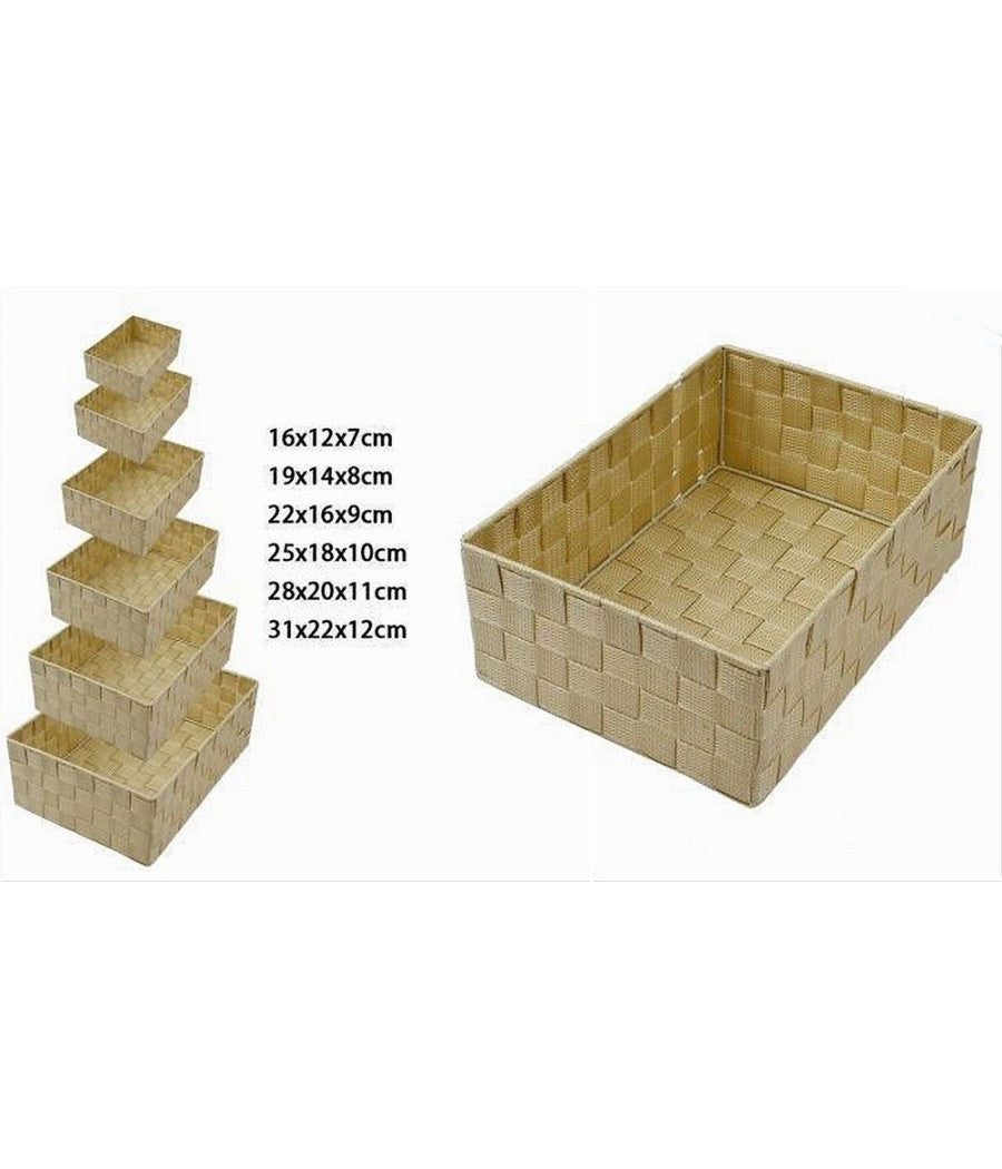 Set 6 Pz Scatola In Tessuto Organizer Armadio Scaffali Porta Oggetti Beige 79069         