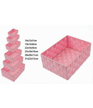 Set 6 Pz Scatola In Tessuto Organizer Armadio Scaffali Porta Oggetti Rosa 79071         