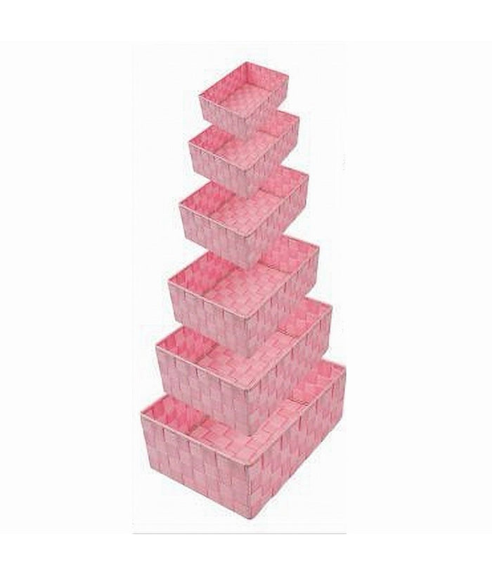 Set 6 Pz Scatola In Tessuto Organizer Armadio Scaffali Porta Oggetti Rosa 79071         