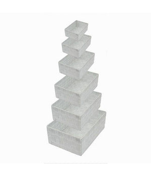 Set 6 Pz Scatola In Tessuto Organizer Scaffali Porta Oggetti Grigio Chiaro 79066         