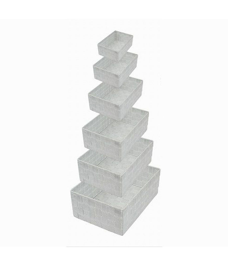 Set 6 Pz Scatola In Tessuto Organizer Scaffali Porta Oggetti Grigio Chiaro 79066         