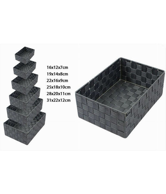 Set 6 Pz Scatola In Tessuto Organizer Scaffali Porta Oggetti Grigio Scuro 79068         