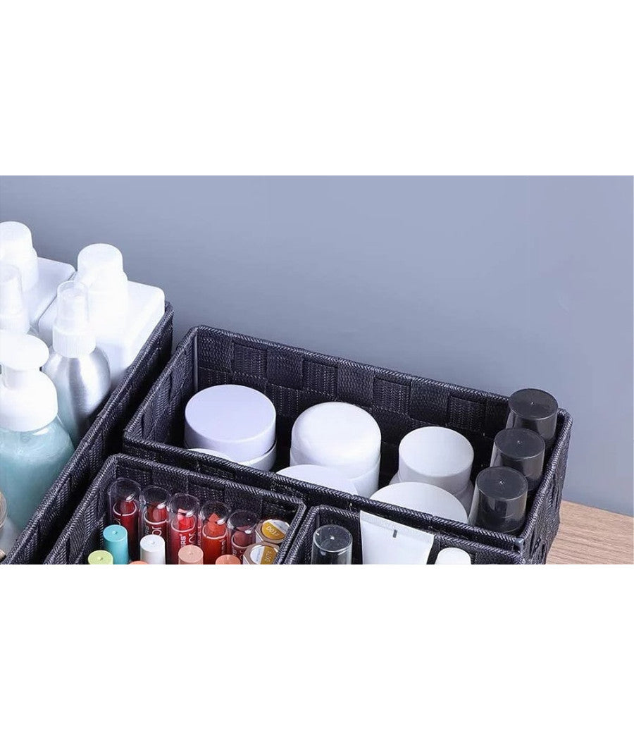 Set 6 Pz Scatola In Tessuto Organizer Scaffali Porta Oggetti Grigio Scuro 79068         