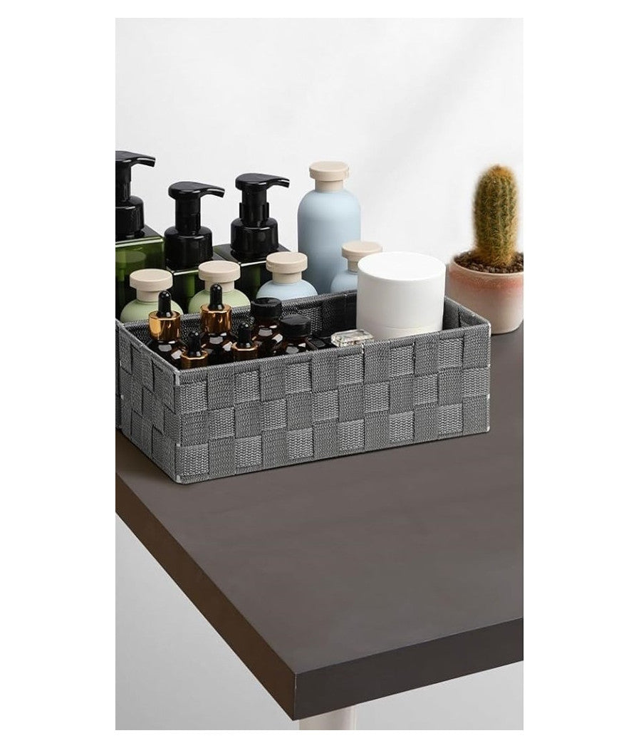 Set 6 Pz Scatola In Tessuto Organizer Scaffali Porta Oggetti Grigio Scuro 79068         