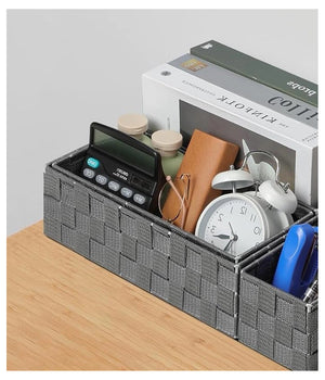 Set 6 Pz Scatola In Tessuto Organizer Scaffali Porta Oggetti Grigio Scuro 79068         