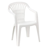 Trade Shop - Set 6 Pz Sedia Bianca Poltrona Plastica Impilabile Con Braccioli 54x53x80 Cm 862456 -