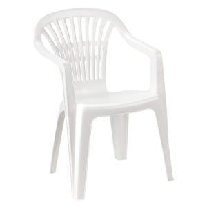 Trade Shop - Set 6 Pz Sedia Bianca Poltrona Plastica Impilabile Con Braccioli 54x53x80 Cm 862456 -