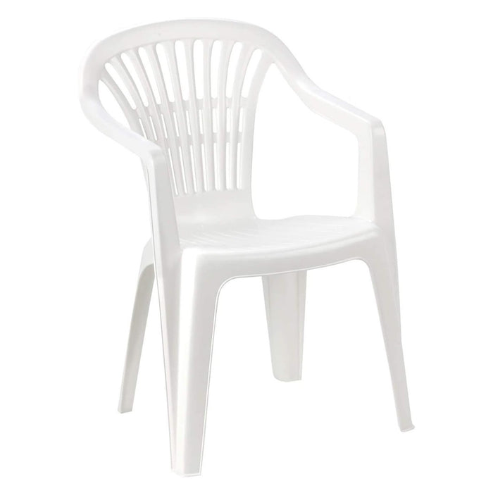 Trade Shop - Set 6 Pz Sedia Bianca Poltrona Plastica Impilabile Con Braccioli 54x53x80 Cm 862456 -