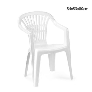 Trade Shop - Set 6 Pz Sedia Bianca Poltrona Plastica Impilabile Con Braccioli 54x53x80 Cm 862456 -
