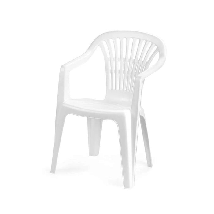 Trade Shop - Set 6 Pz Sedia Bianca Poltrona Plastica Impilabile Con Braccioli 54x53x80 Cm 862456 -