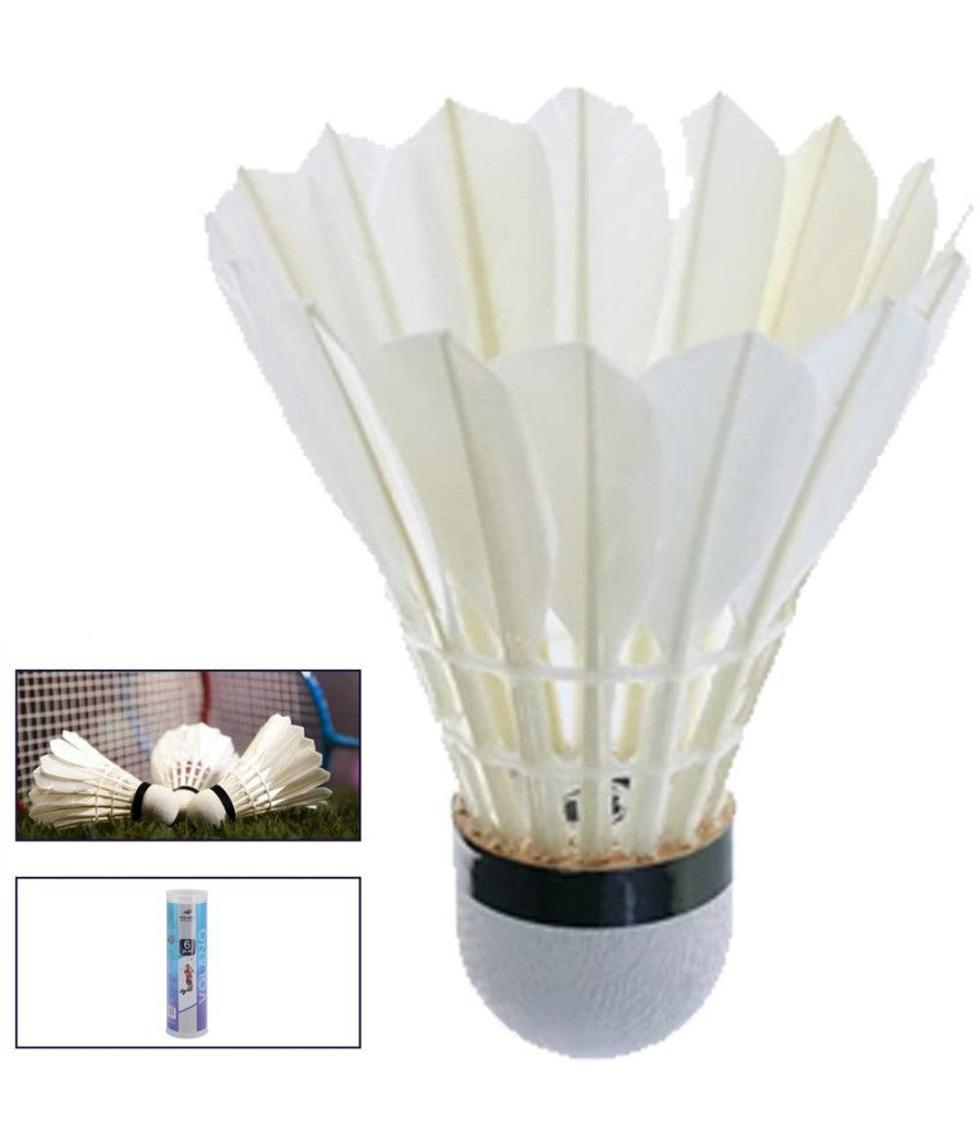 Set 6 Pz Volano Lento Professionale Volani Palline Per Badminton Colore Bianco         