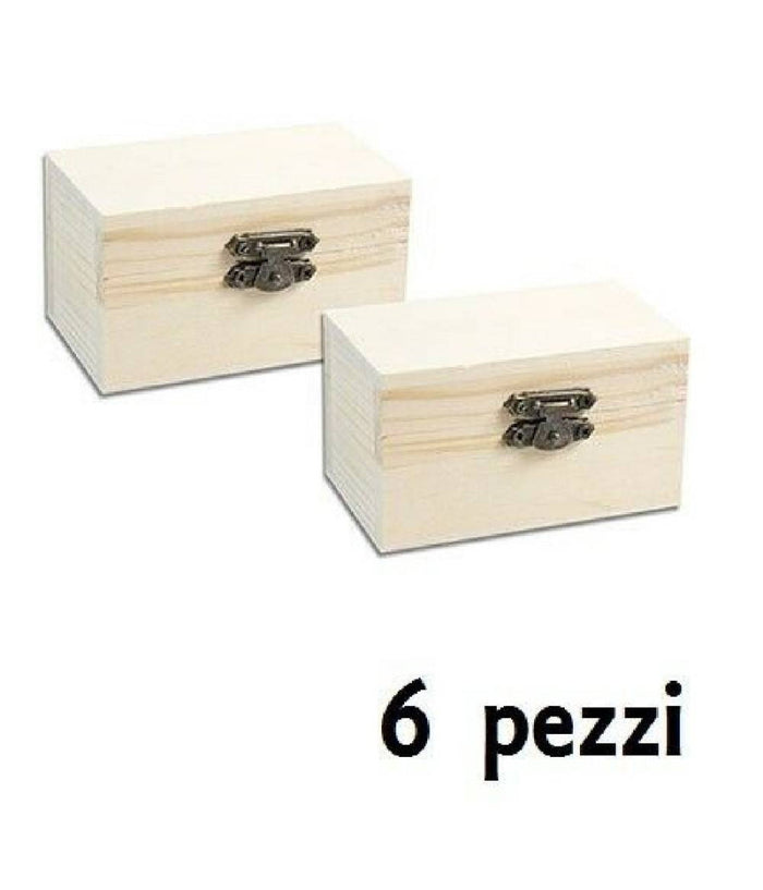 Set 6 Scatoline In Legno Decoupage Portagioie Scatola Cofanetto 8,8x5x5,5cm         