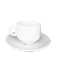Set 6 Tazzine 90ml Bianco Ceramica Con Manico Piattini 2177397 Tazza Caffè Caffe         