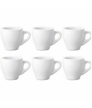Set 6 Tazzine Servizio Da Caffe Tazzina Alta In Ceramica Bianca Da Cucina         