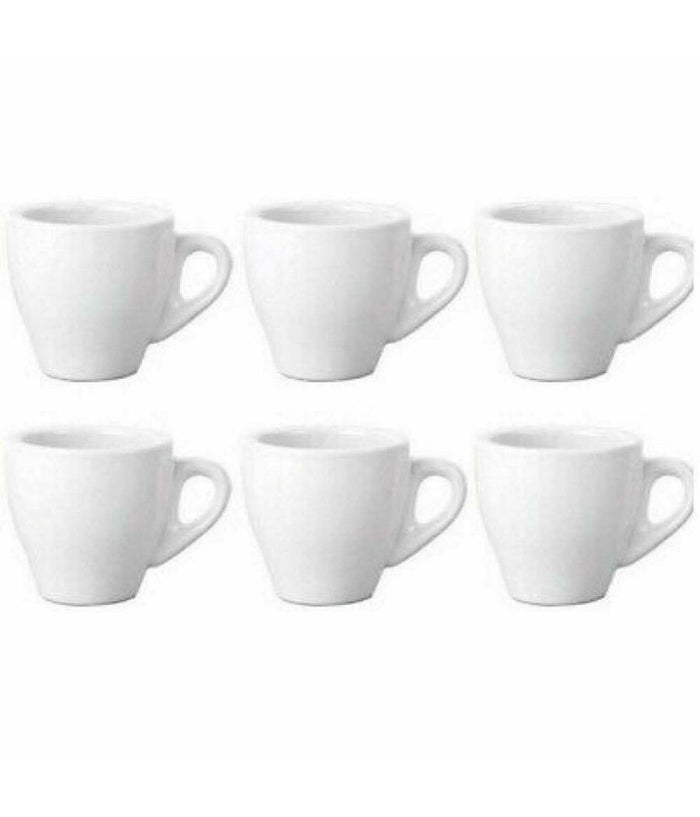 Set 6 Tazzine Servizio Da Caffe Tazzina Alta In Ceramica Bianca Da Cucina         