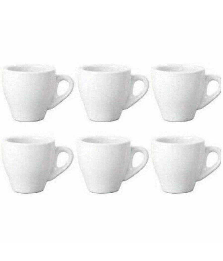 Set 6 Tazzine Servizio Da Caffe Tazzina Alta In Ceramica Bianca Da Cucina         