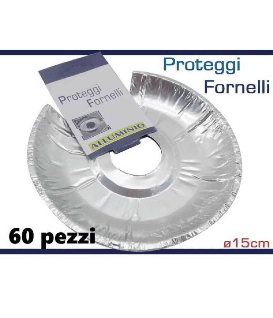 Set 60 Pezzi Proteggi Fornelli Fornello Da Sporco Grasso Alluminio Rotondi         